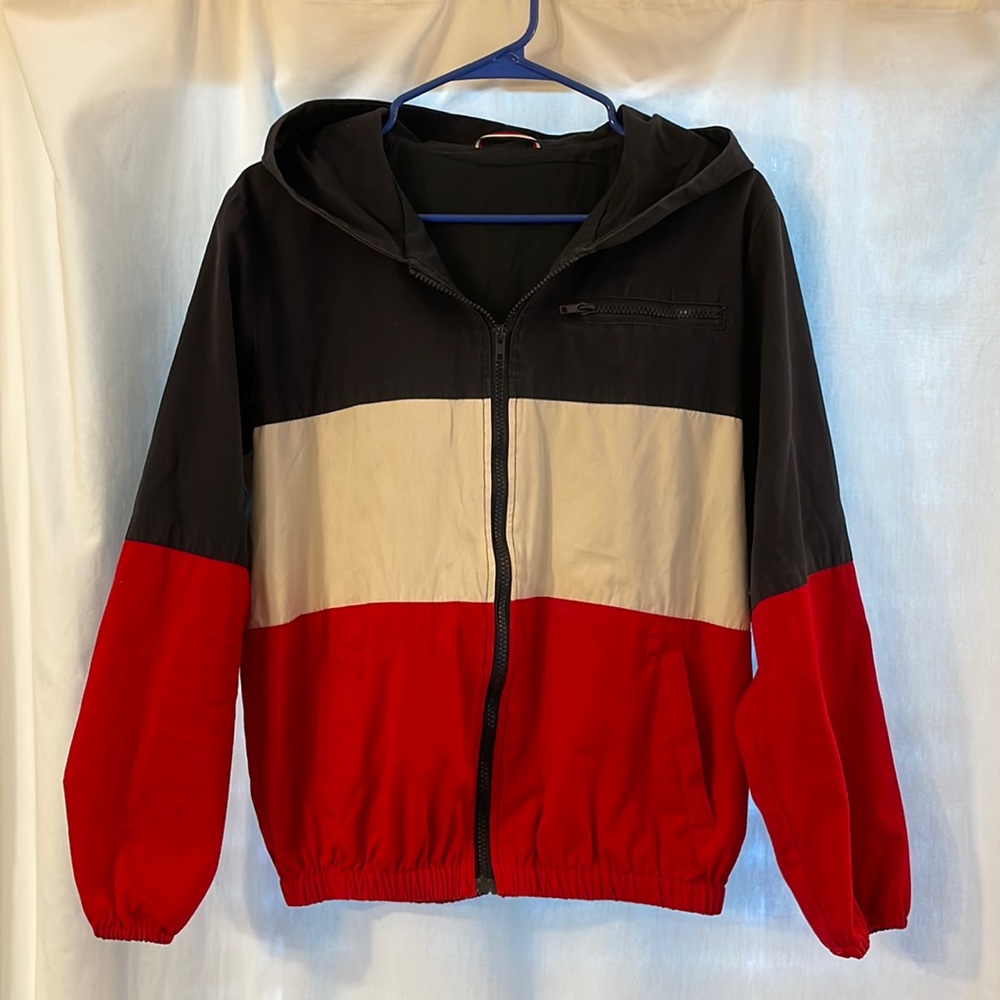 Brandy Melville-blue, white and red jacket 100% cotton